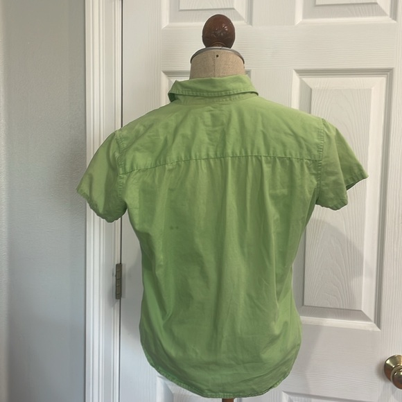 Y2K Gap short sleeve button-down blouse, 100% cotton shirt green women’s size XS - Picture 4 of 8